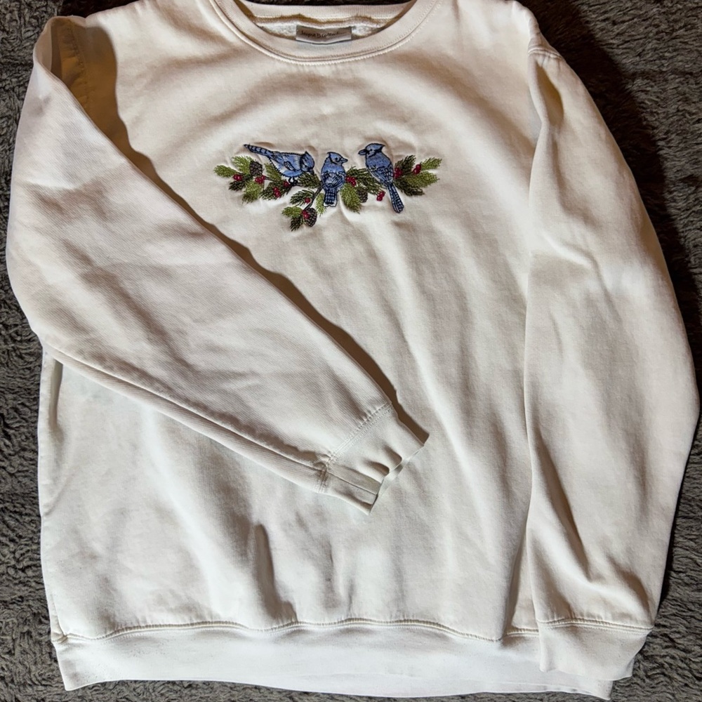 Jayne B Collection Cream Embroidered Sweatshirt